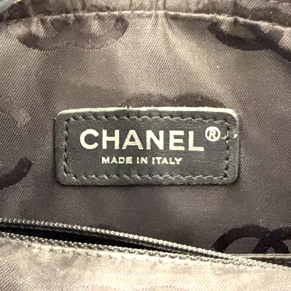 Chanel Cambon Line Lambskin Black Beige Shoulder Bag Silver — view 4