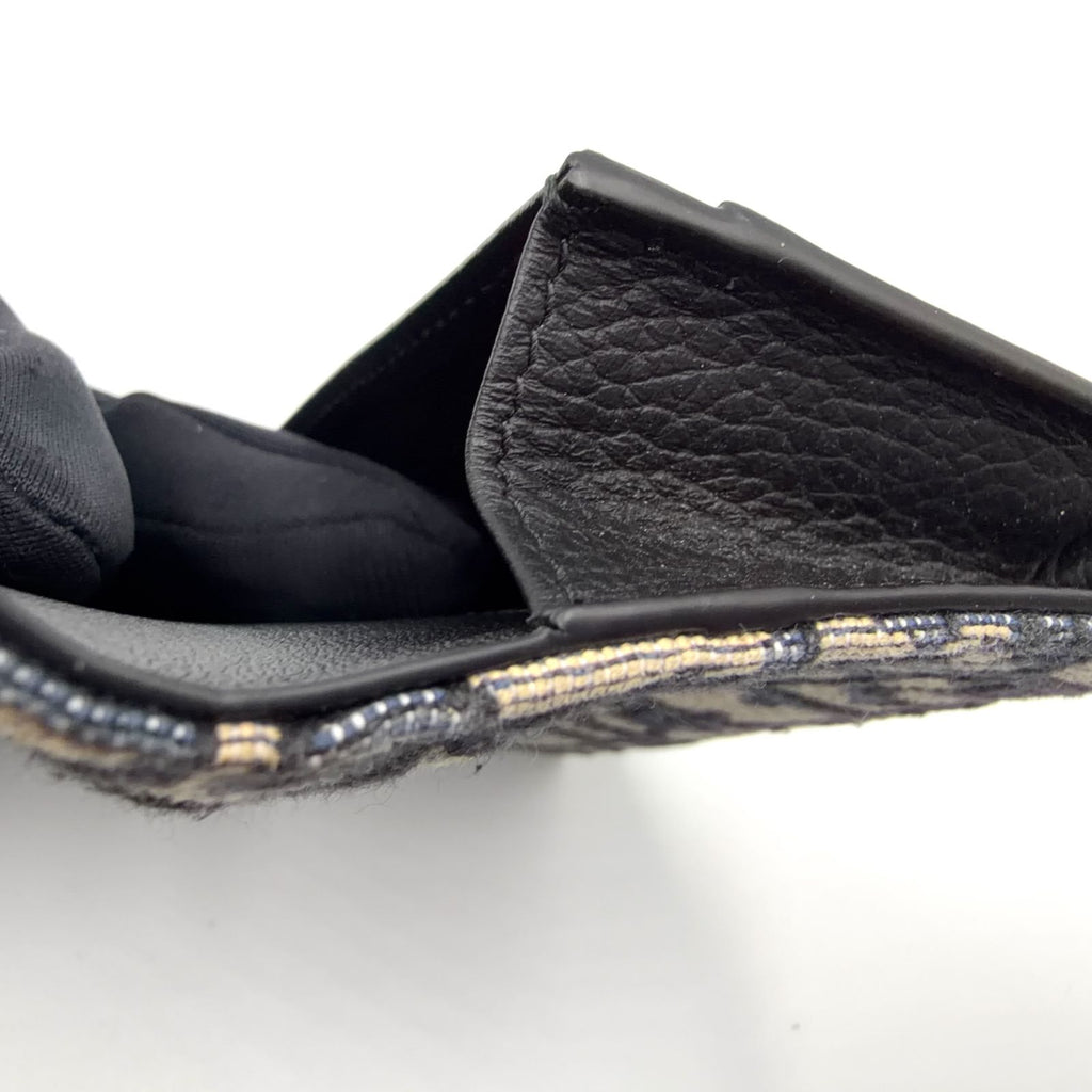 Dior Oblique Jacquard Leather Canvas Navy Black Card Case Silver — view 9