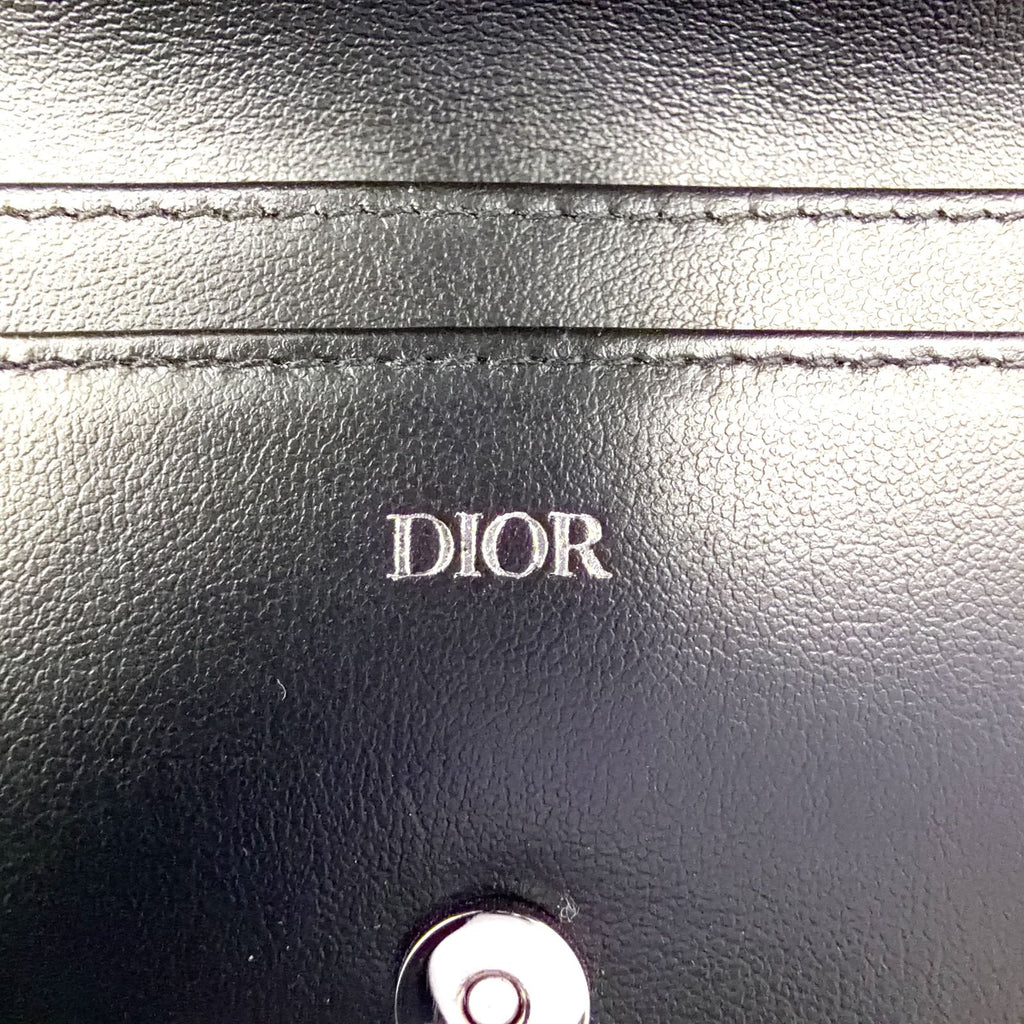 Dior Oblique Jacquard Leather Canvas Navy Black Card Case Silver — view 4