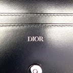 Dior Oblique Jacquard Leather Canvas Navy Black Card Case Silver — view 4