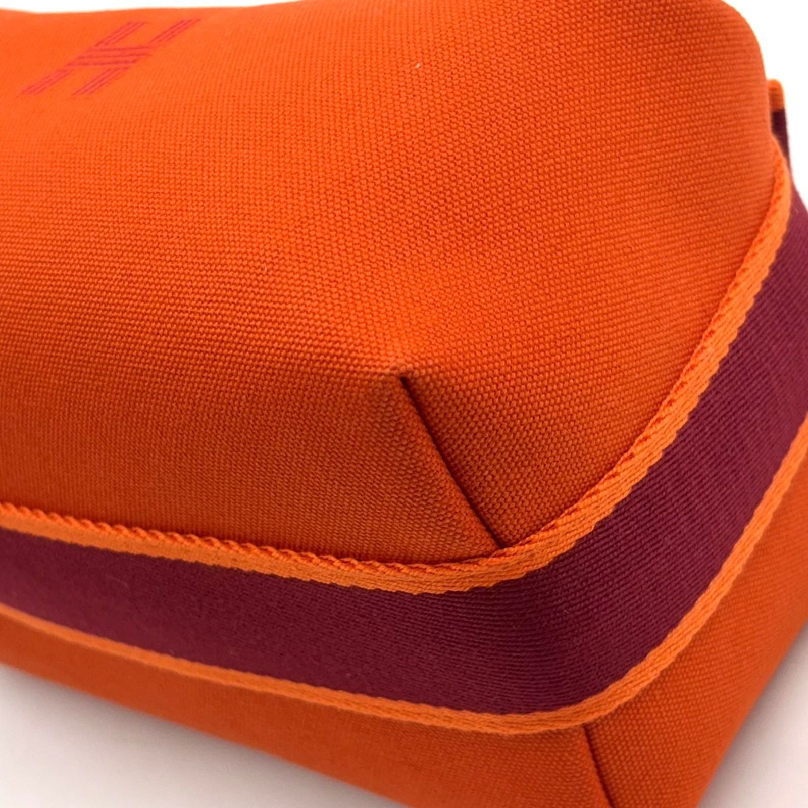 Hermes Brid-a-brac PM Pouch Canvas Orange Handbag Silver — view 7
