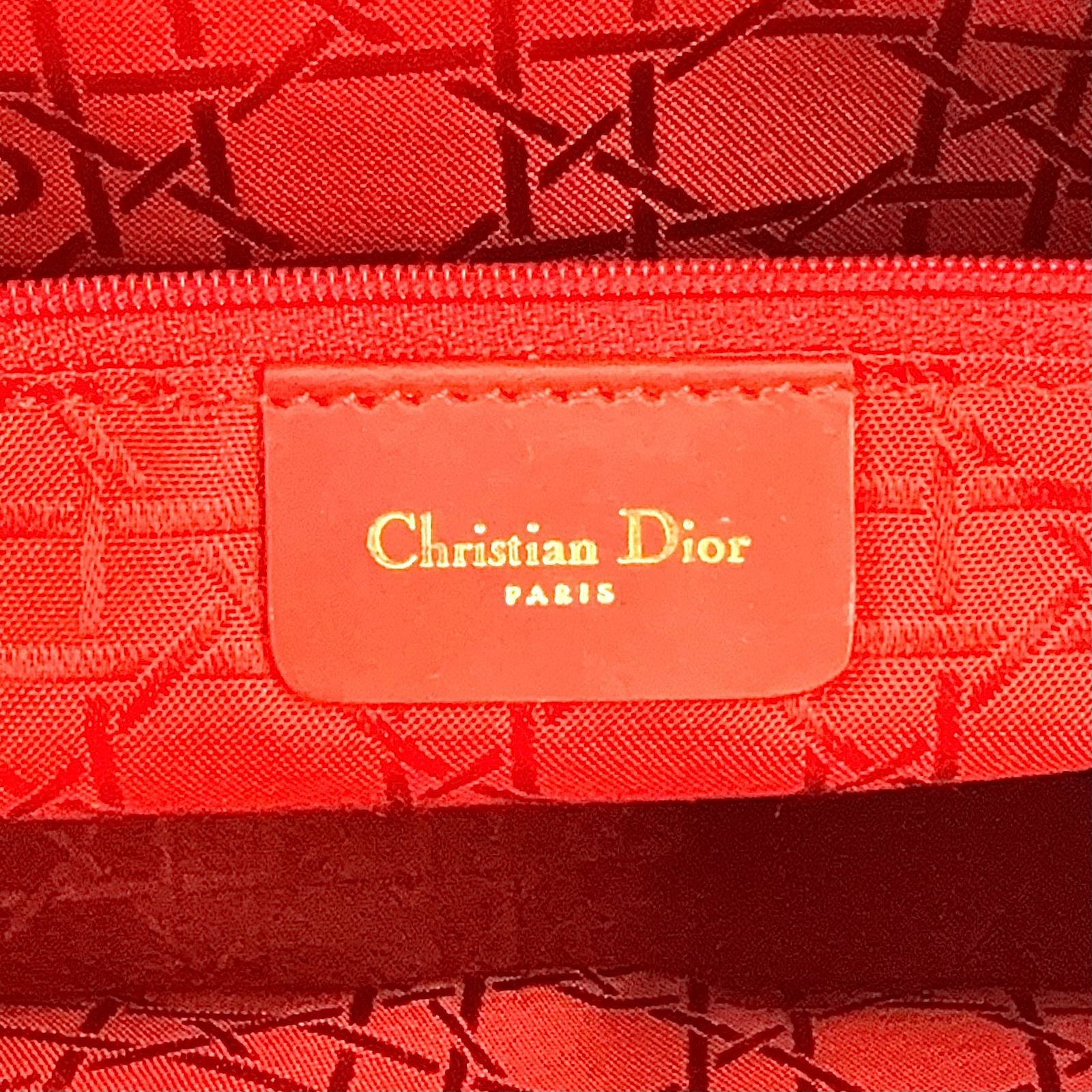 Dior Lady Cannage Quilted Nylon Black Handbag Gold — view 4