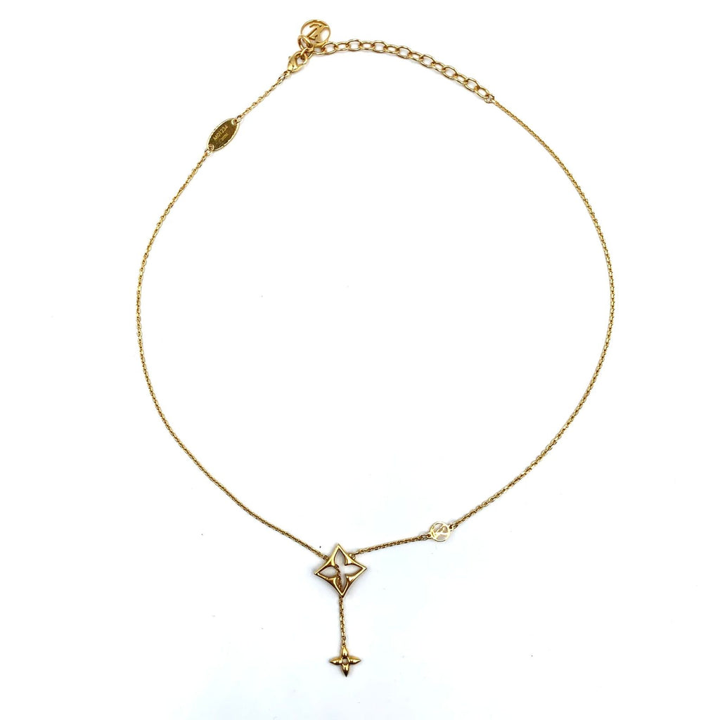 Louis Vuitton LV Flower Glam Metal Gold Necklace — view 3