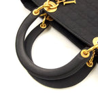 Dior Lady Cannage Quilted Nylon Black Handbag Gold — view 7