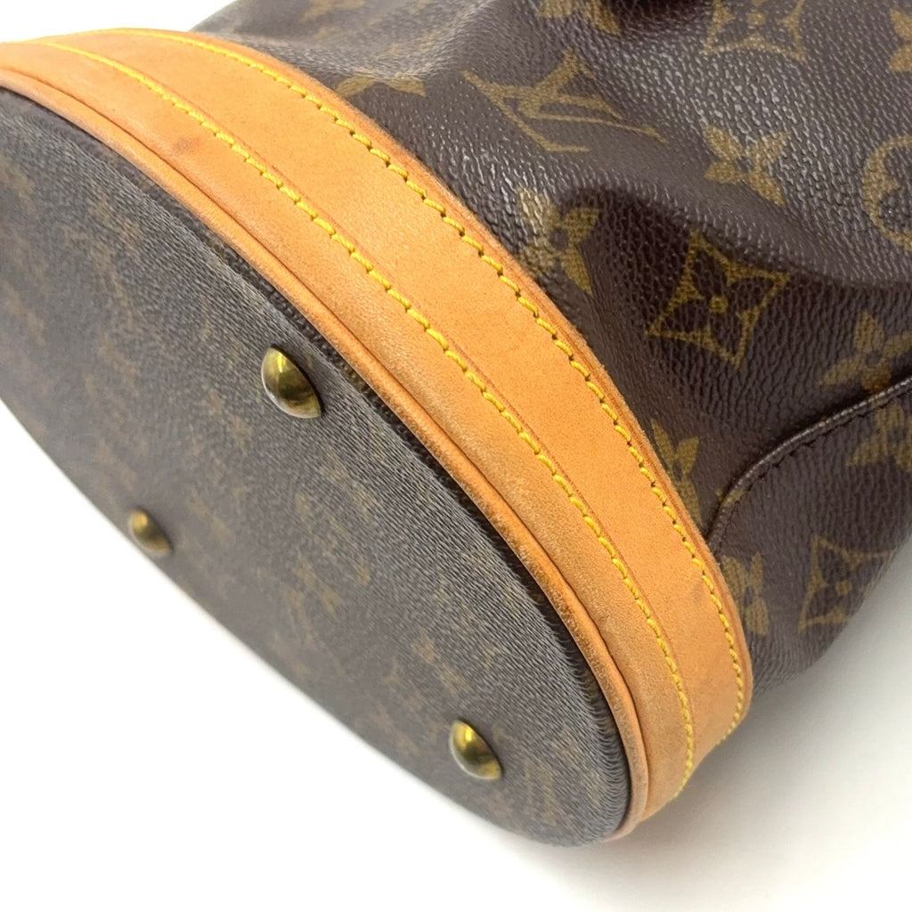 Louis Vuitton Bucket PM Monogram Leather Brown Shoulder Bag Gold — view 9