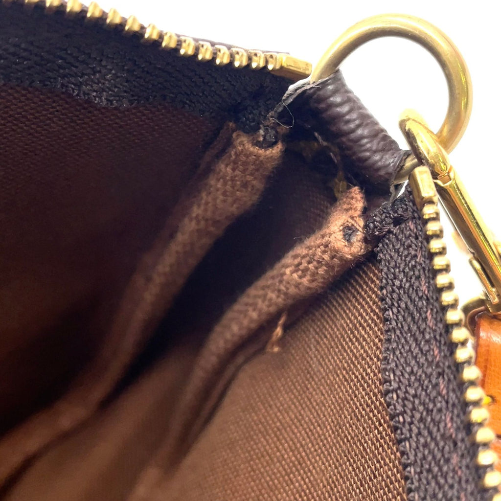 Louis Vuitton Pochette Monogram Leather Brown Light Handbag Gold — view 5