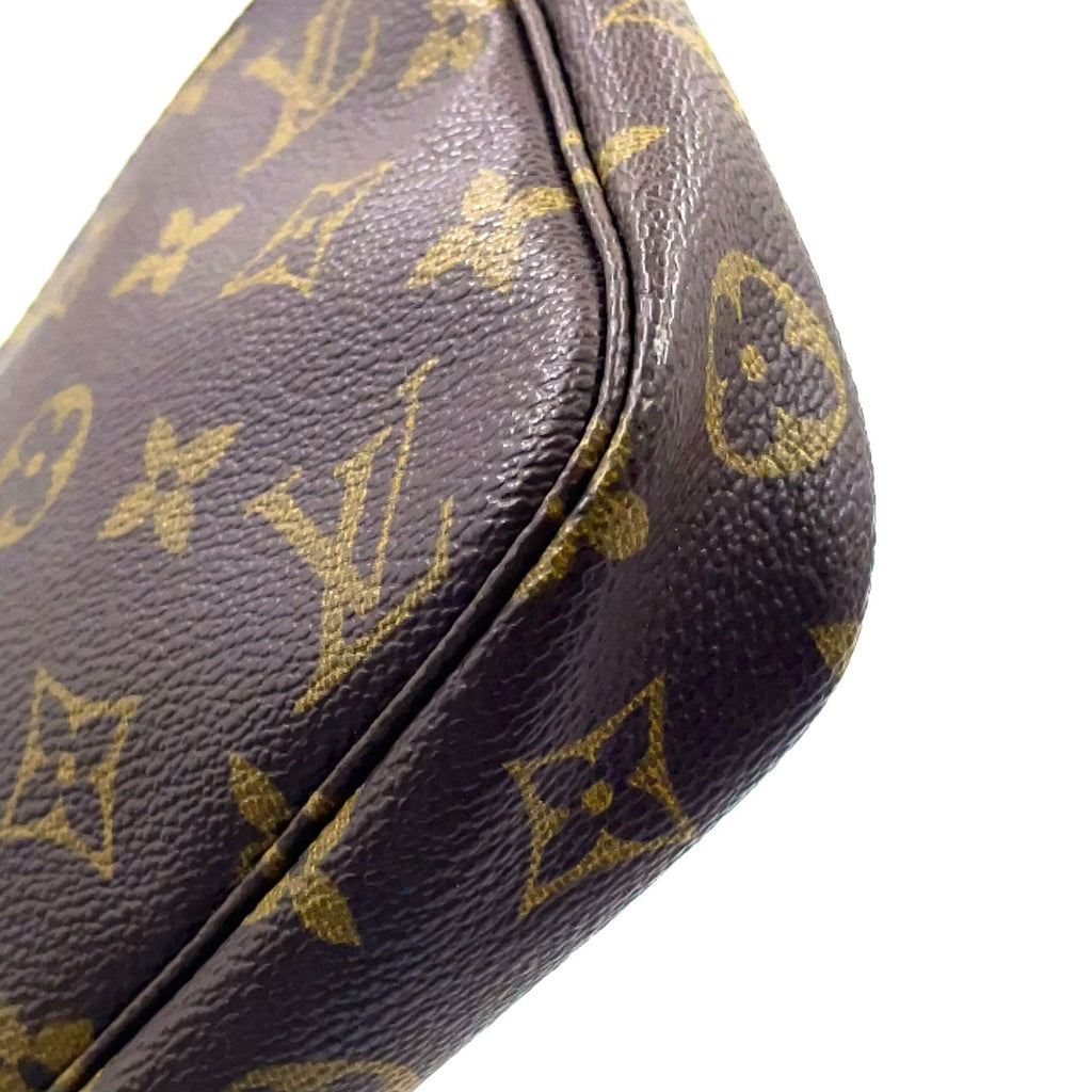 Louis Vuitton Pochette Monogram Leather Brown Light Handbag Gold — view 7