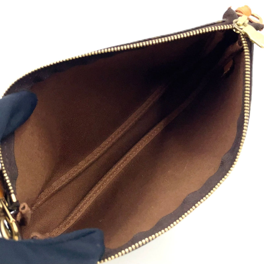 Louis Vuitton Pochette Monogram Leather Brown Light Handbag Gold — view 3