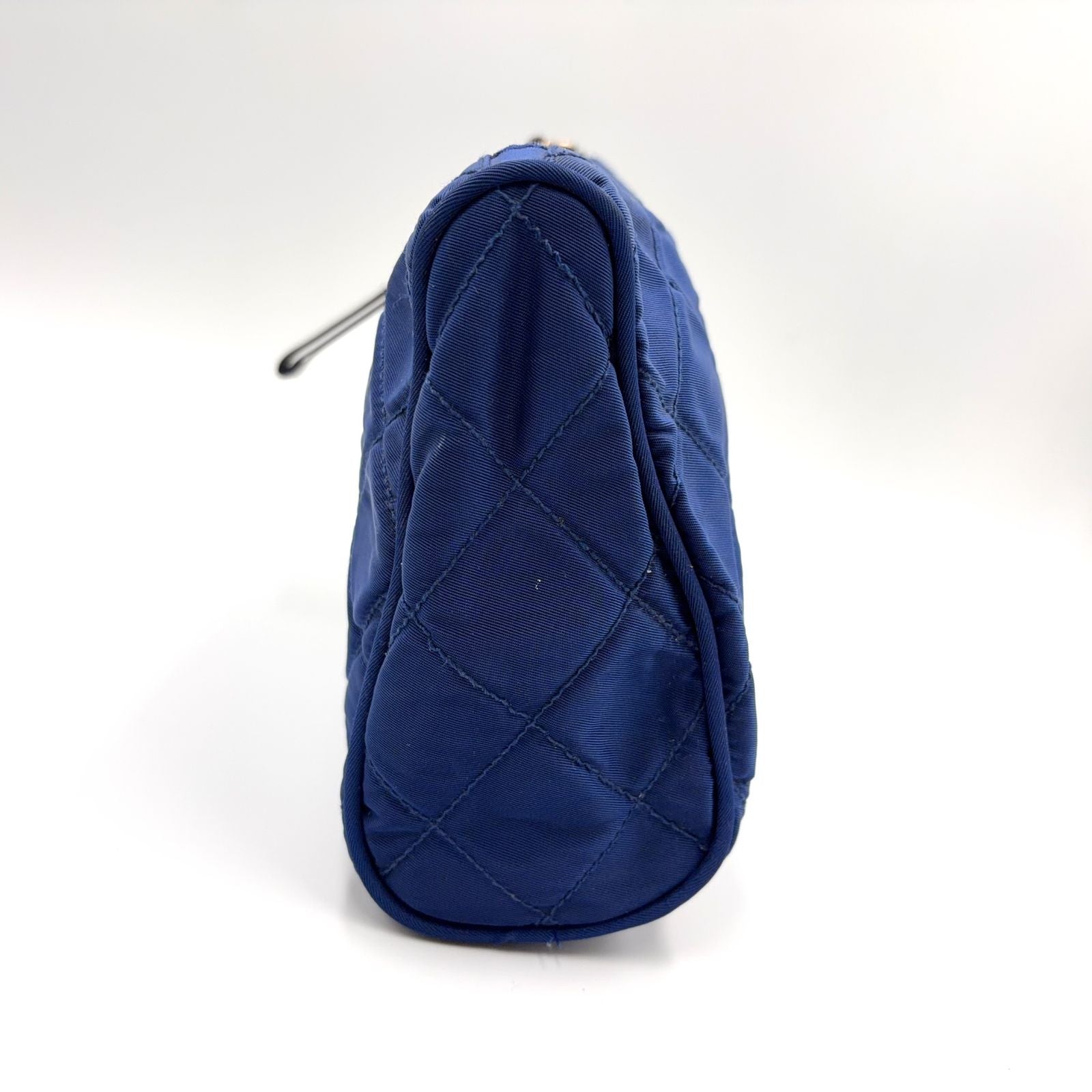 Prada Quilted Nylon Blue Pouch Silver — view 7
