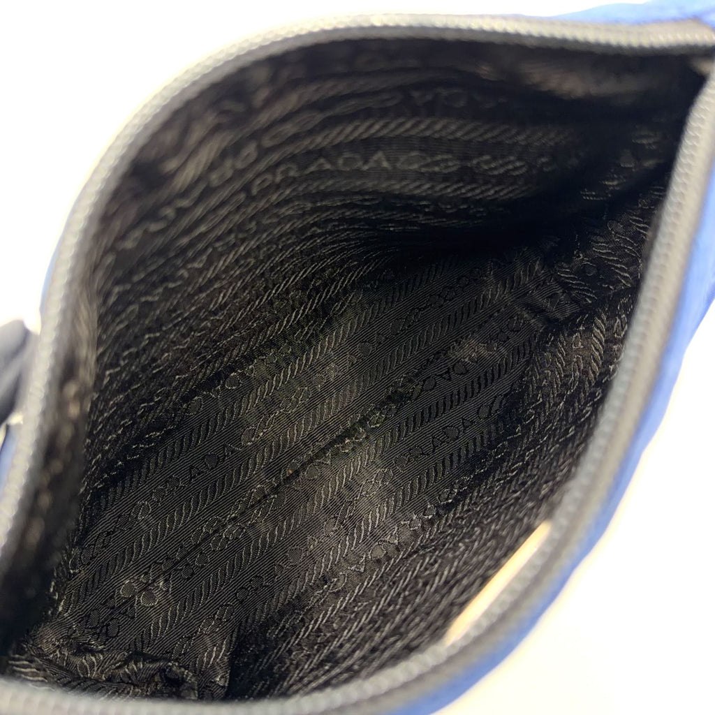 Prada Quilted Nylon Blue Pouch Silver — view 8