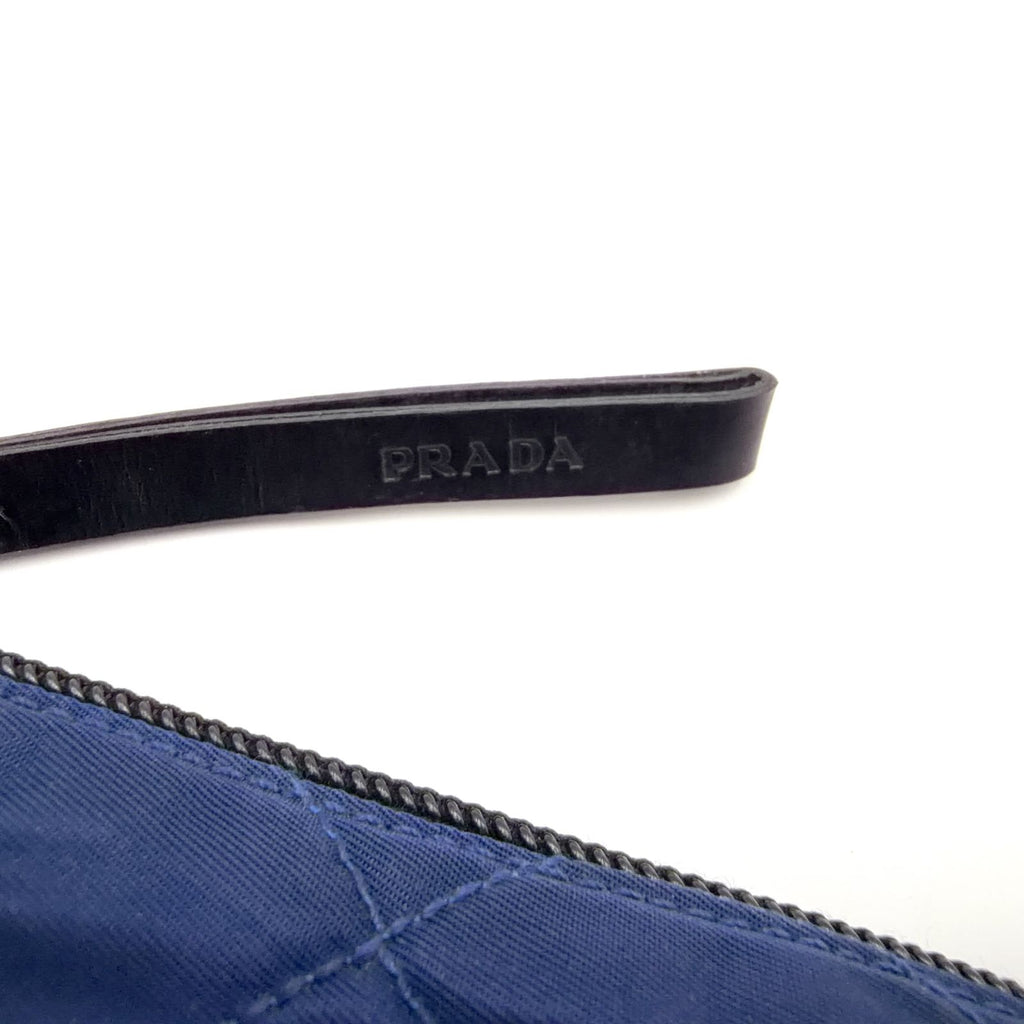 Prada Quilted Nylon Blue Pouch Silver — view 9