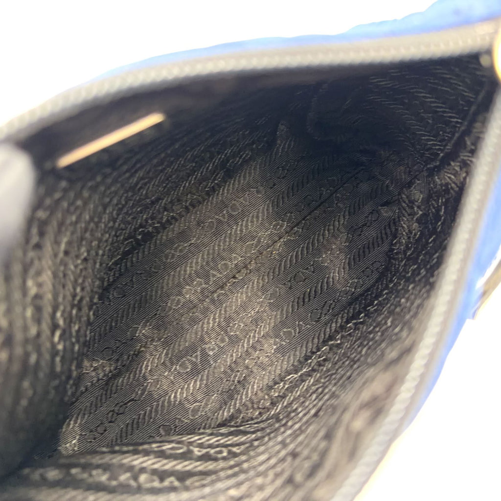 Prada Quilted Nylon Blue Pouch Silver — view 3