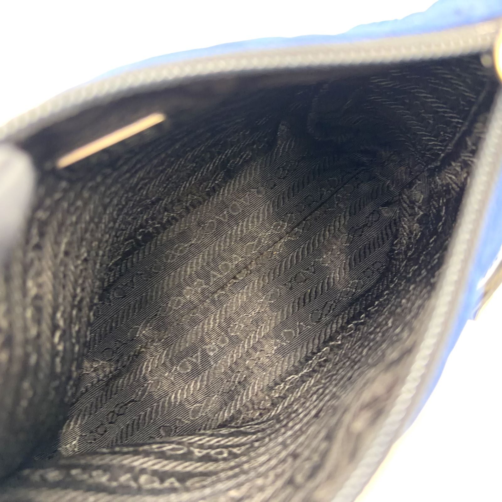 Prada Quilted Nylon Blue Pouch Silver — view 3