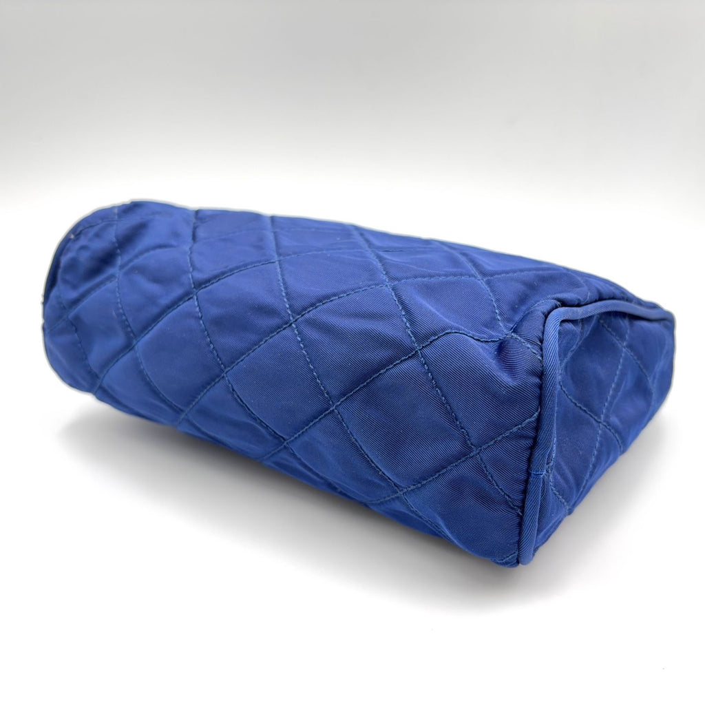 Prada Quilted Nylon Blue Pouch Silver — view 5