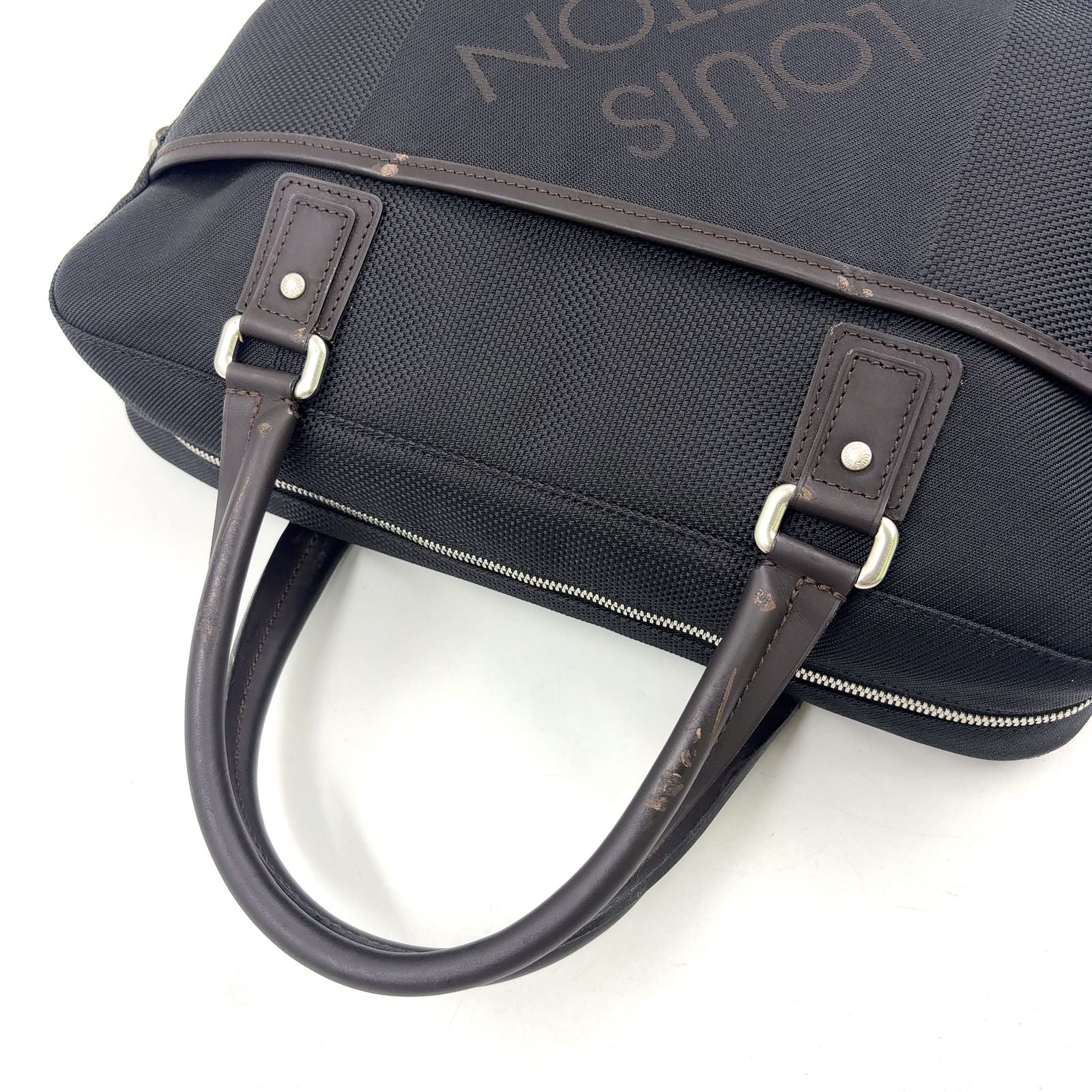 Louis Vuitton Yak Damier Geant Noir Leather Nylon Black Business Bag Silver — view 5