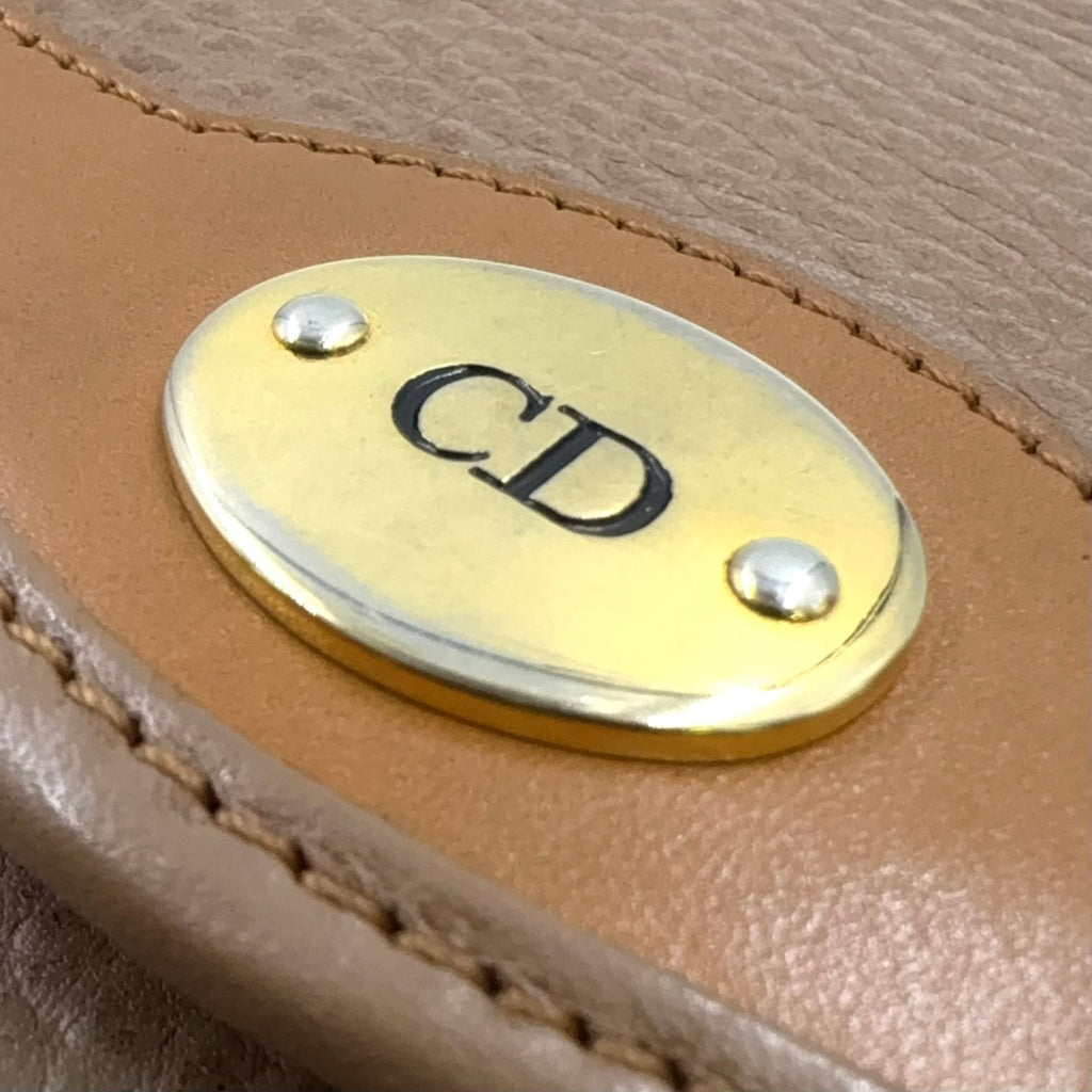 Dior CD Logo Leather Light Brown Shoulder Bag Gold — view 5