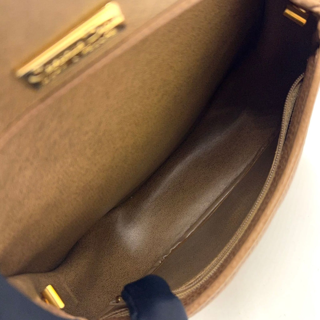 Dior CD Logo Leather Light Brown Shoulder Bag Gold — view 3