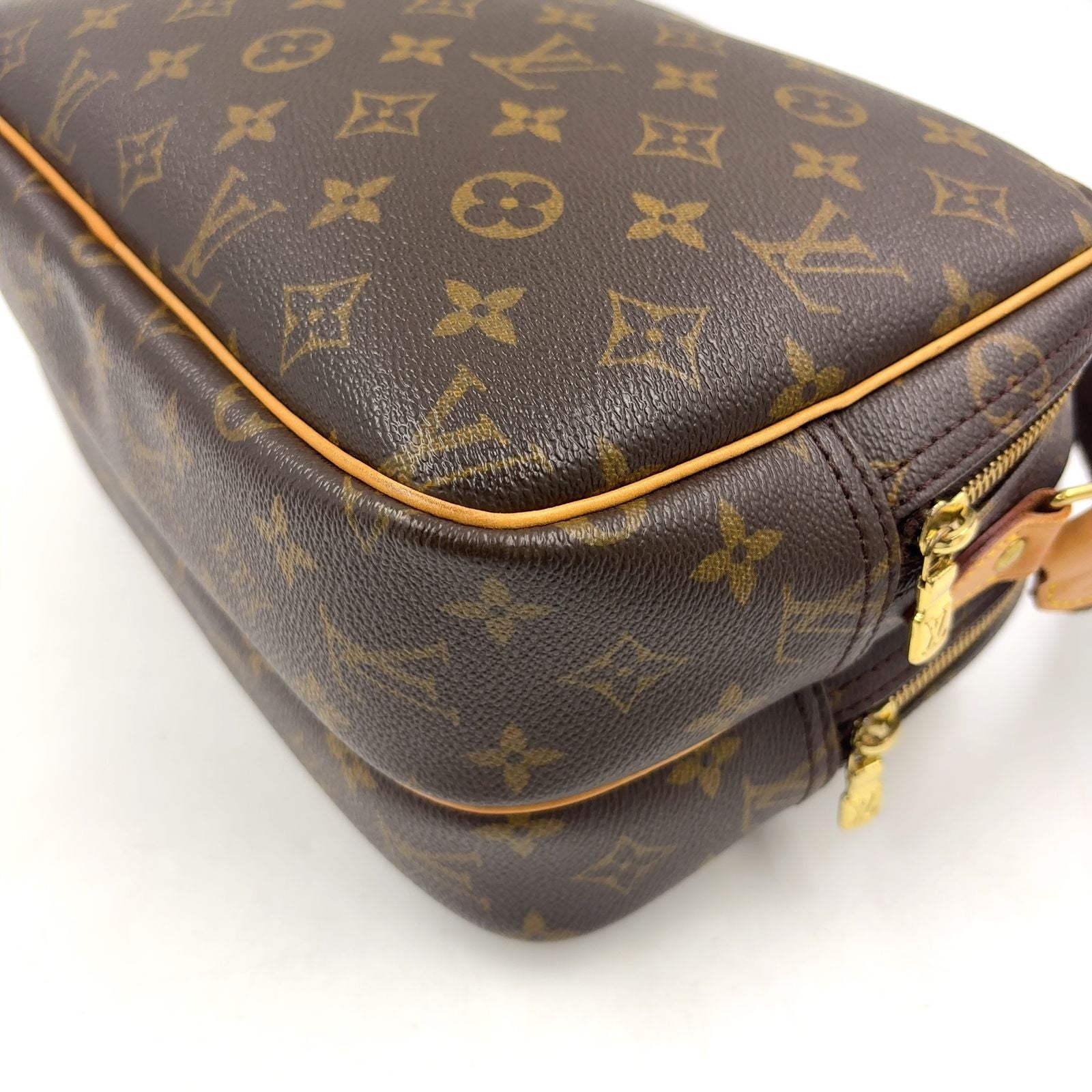 Louis Vuitton Reporter PM Monogram Leather Brown Shoulder Bag Gold — view 9