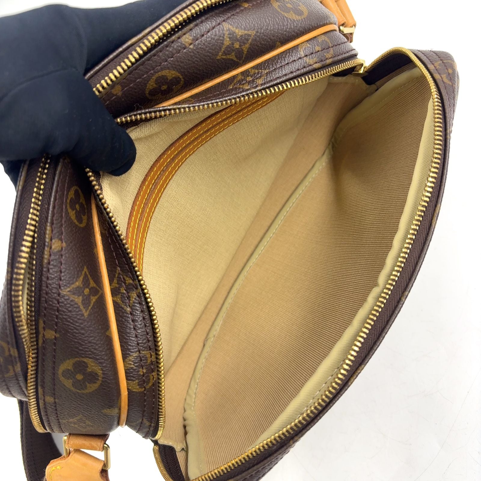 Louis Vuitton Reporter PM Monogram Leather Brown Shoulder Bag Gold — view 3