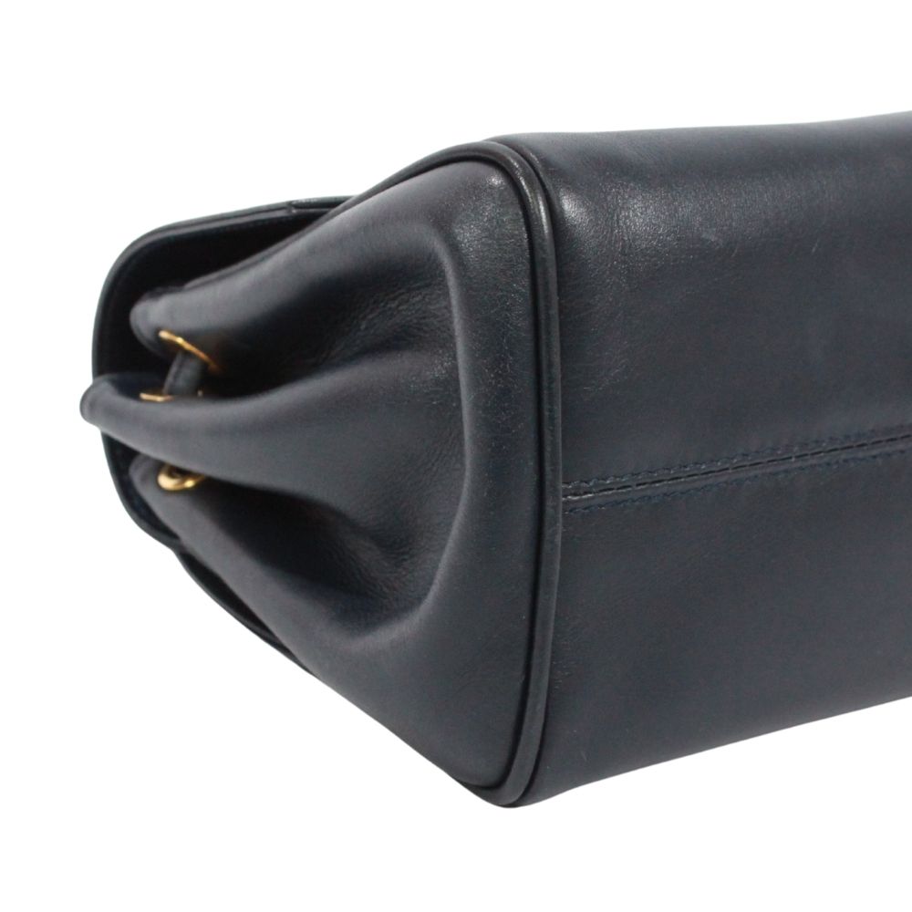 Dior Vintage Mini Leather Navy Shoulder Bag Gold — view 6