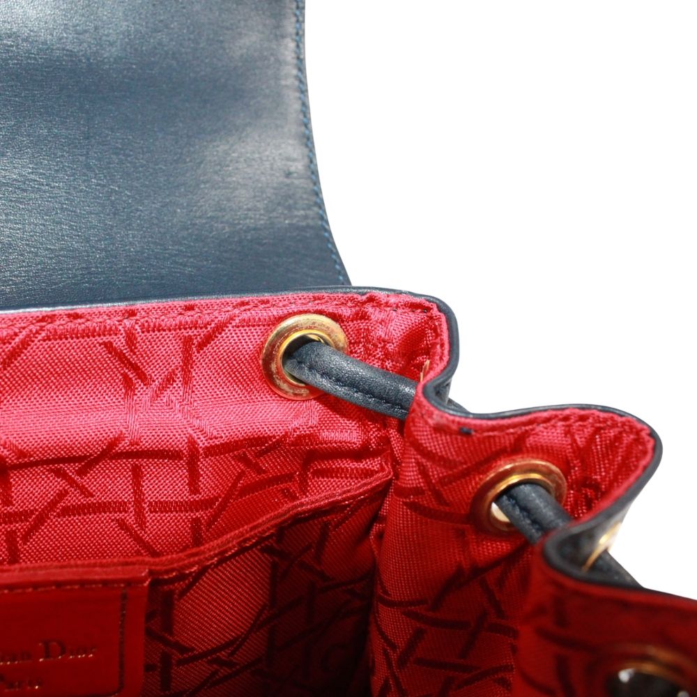 Dior Vintage Mini Leather Navy Shoulder Bag Gold — view 9