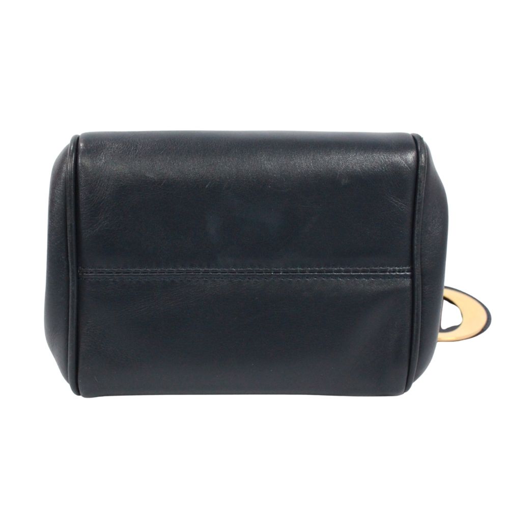 Dior Vintage Mini Leather Navy Shoulder Bag Gold — view 4