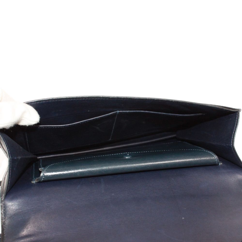 Hermes Box Calf Navy Shoulder Bag Gold — view 7