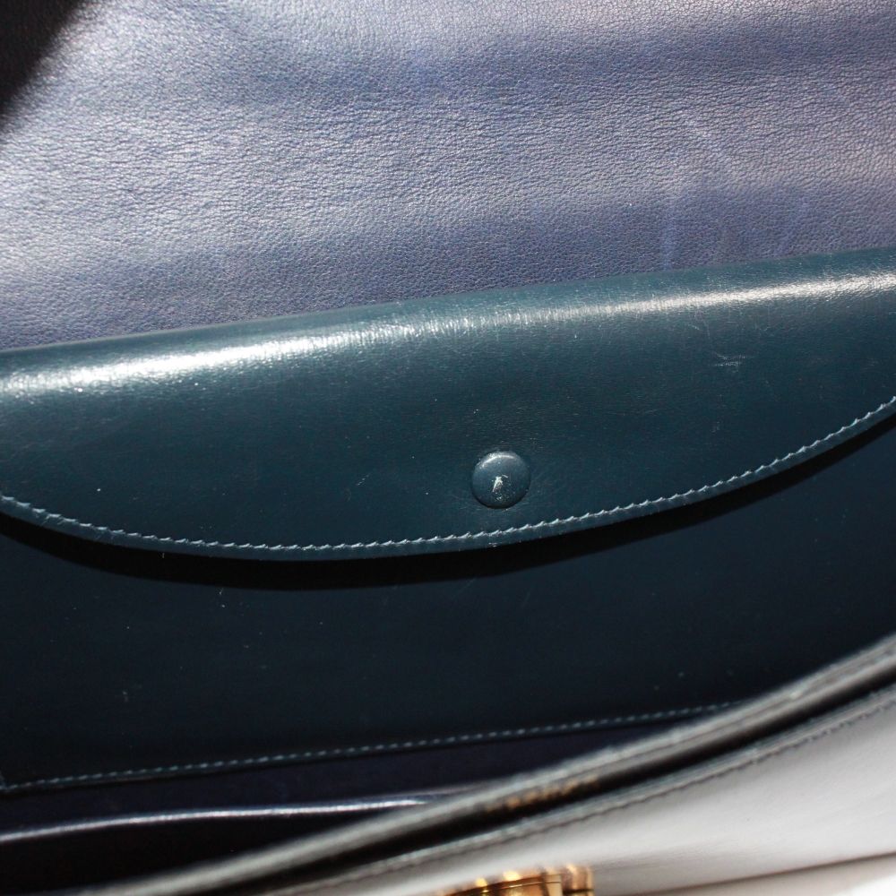 Hermes Box Calf Navy Shoulder Bag Gold — view 8