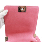 Chanel North South Boy Flap Caviar Leather Pink Shoulder Bag Gold — view 9