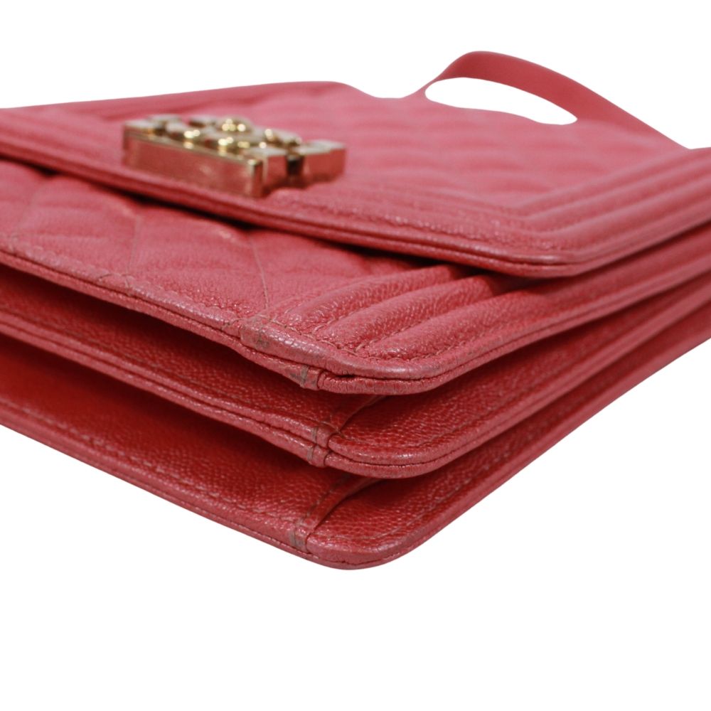 Chanel North South Boy Flap Caviar Leather Pink Shoulder Bag Gold — view 5