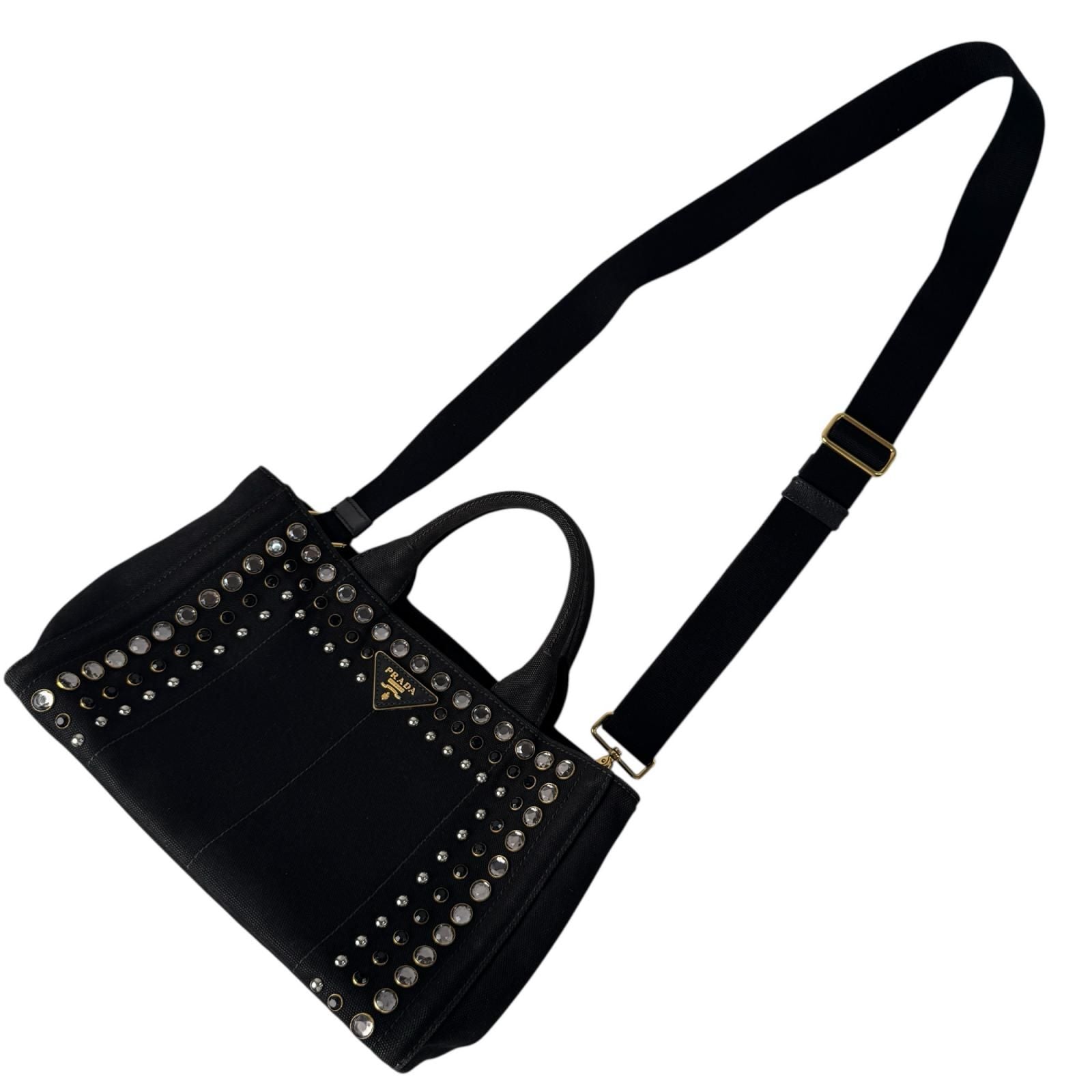 Prada Canapa Bijou Studded 2-Way Tote Shoulder — view 2