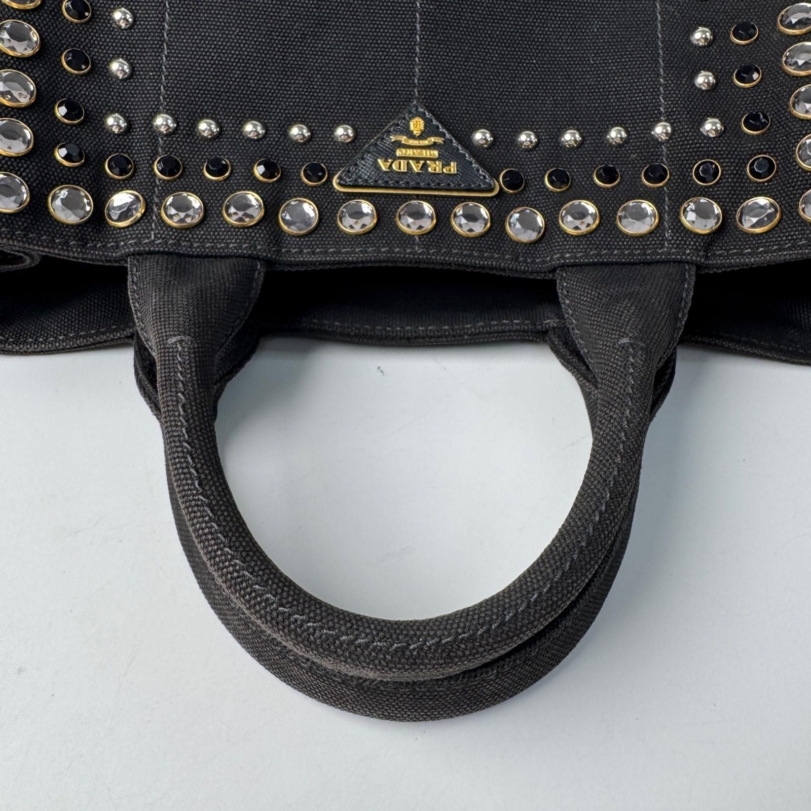 Prada Canapa Bijou Studded 2-Way Tote Shoulder — view 7