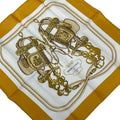 Hermes Scarf Petit Carre Dark Yellow White Gold Brides de Gala