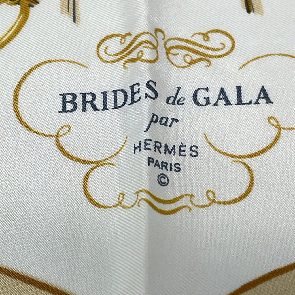 Hermes Scarf Petit Carre Dark Yellow White Gold Brides de Gala — view 2