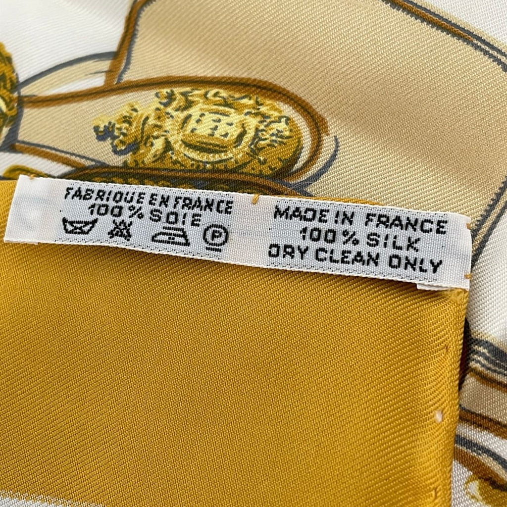 Hermes Scarf Petit Carre Dark Yellow White Gold Brides de Gala — view 3