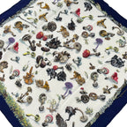 Hermes Scarf Carre 90 Navy White Multi Champignon Mushroom