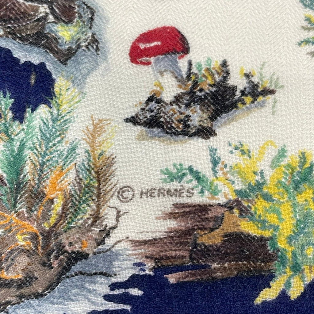 Hermes Scarf Carre 90 Navy White Multi Champignon Mushroom — view 2