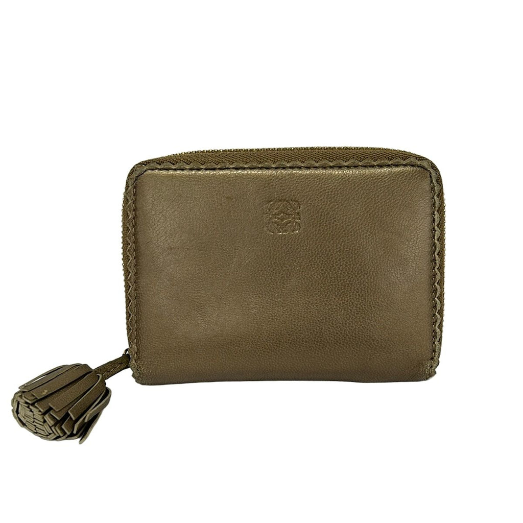 Loewe Card Case Gold Tassel Zip Around Leather