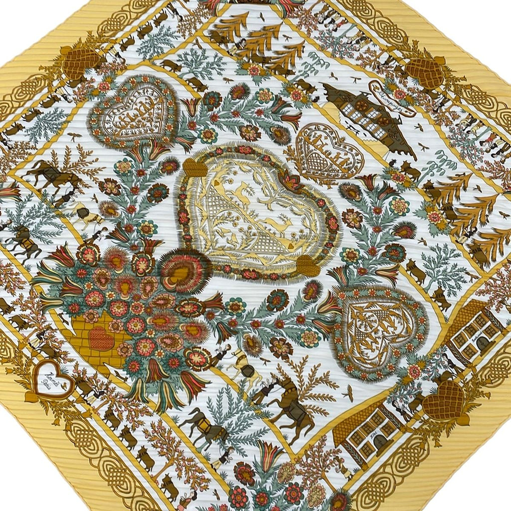 Hermes Scarf Carre Plisse Yellow Green Multi