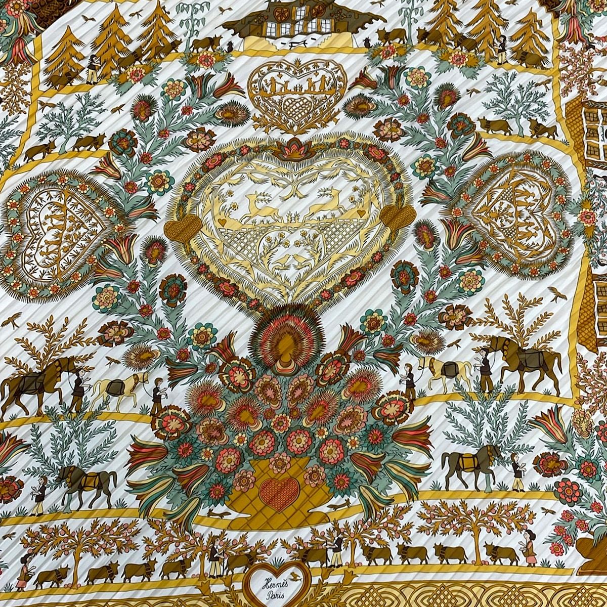 Hermes Scarf Carre Plisse Yellow Green Multi — view 4