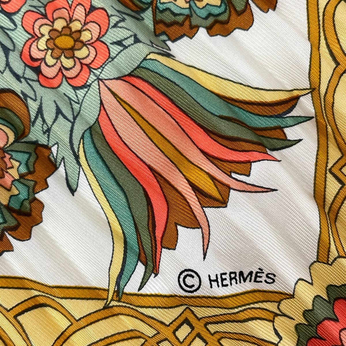 Hermes Scarf Carre Plisse Yellow Green Multi — view 2