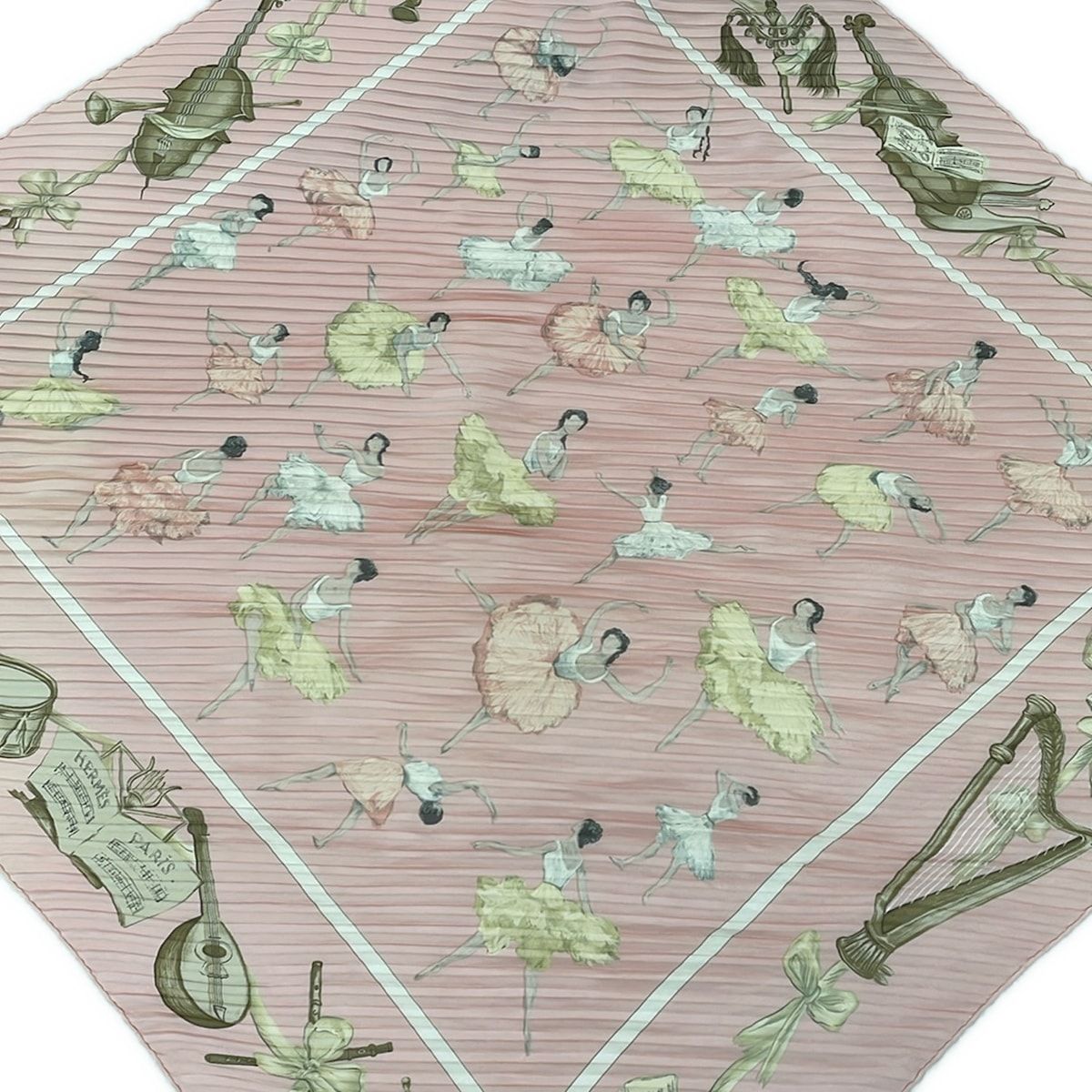 Hermes Scarf Carre Plisse Pink Beige Multi