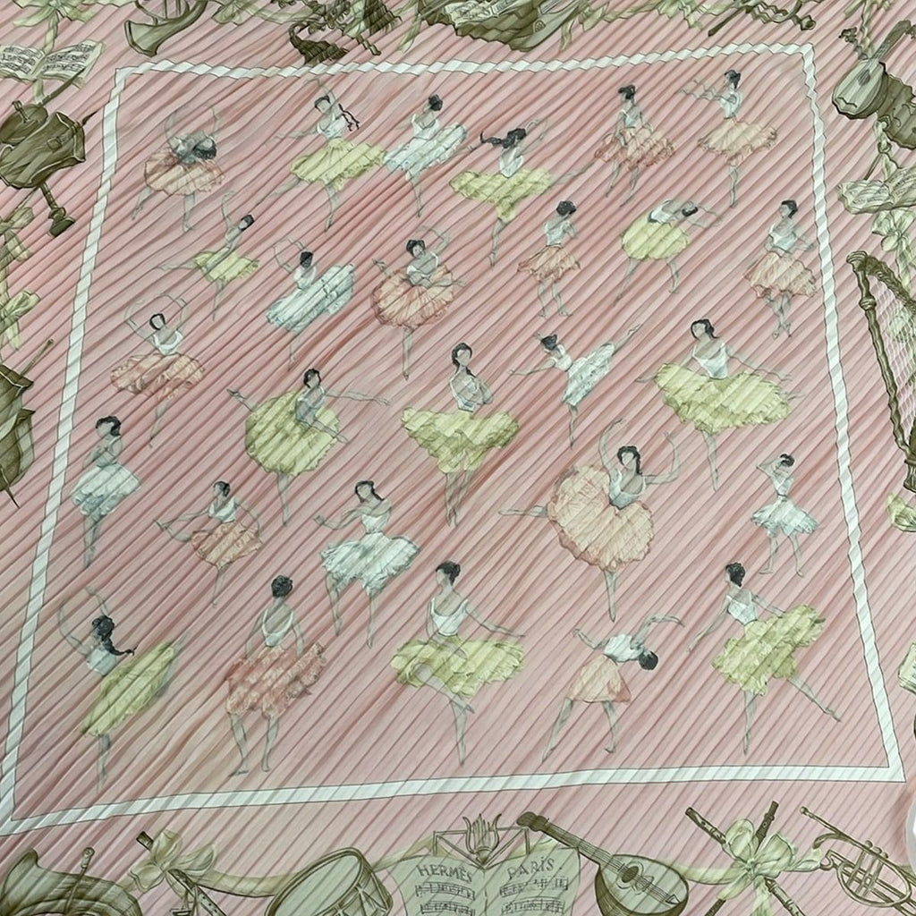 Hermes Scarf Carre Plisse Pink Beige Multi — view 4
