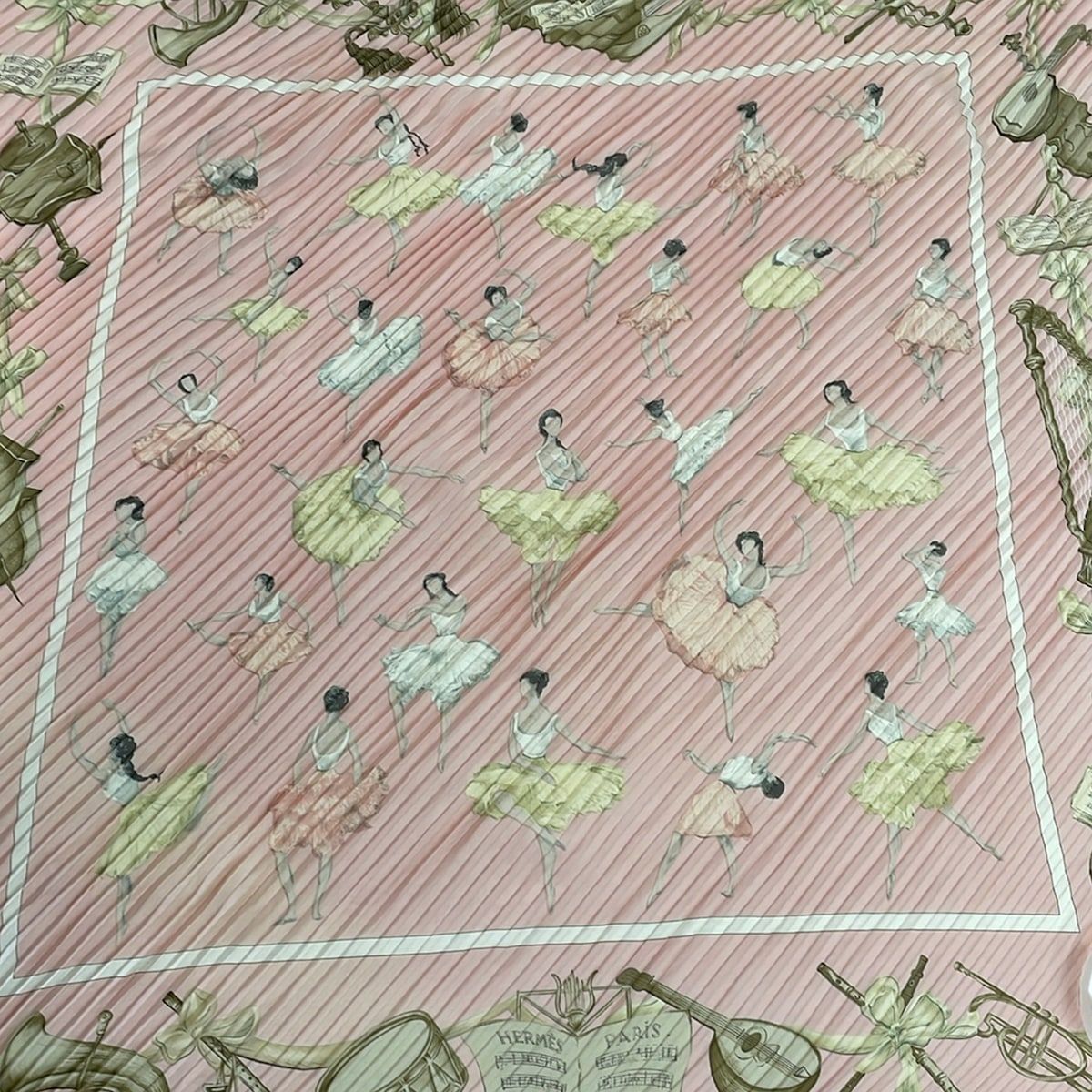 Hermes Scarf Carre Plisse Pink Beige Multi — view 4