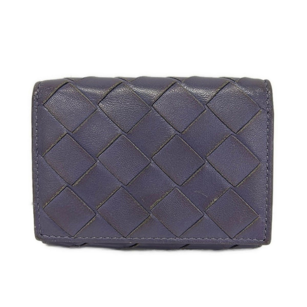 Bottega Veneta Trifold Wallet Maxi Intrecciato Purple Mini Leather