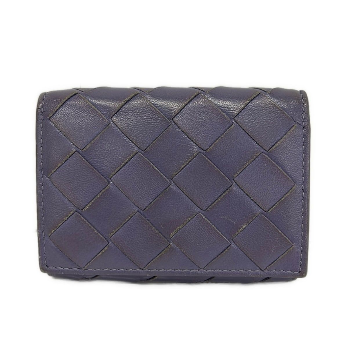 Bottega Veneta Trifold Wallet Maxi Intrecciato Purple Mini Leather