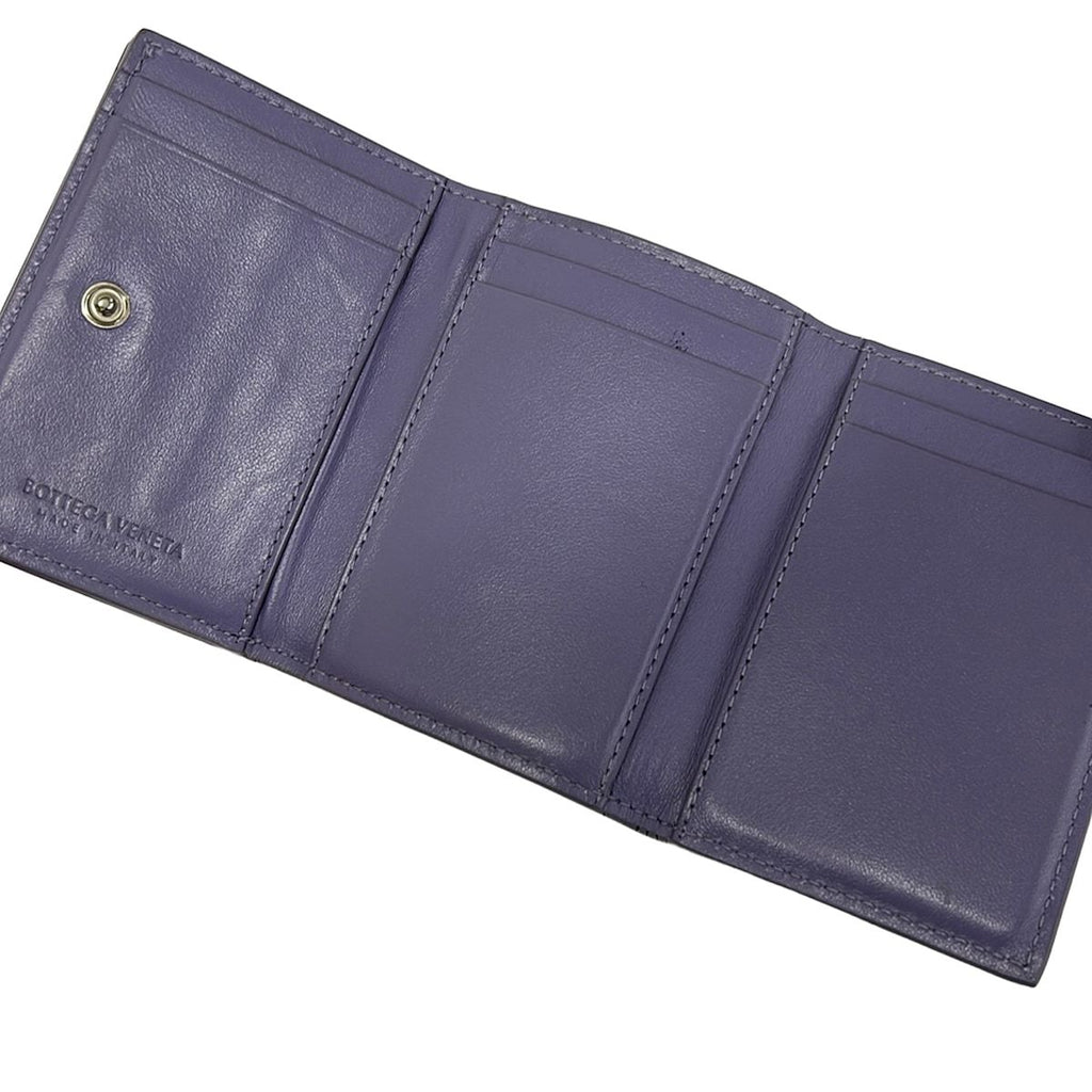 Bottega Veneta Trifold Wallet Maxi Intrecciato Purple Mini Leather — view 3