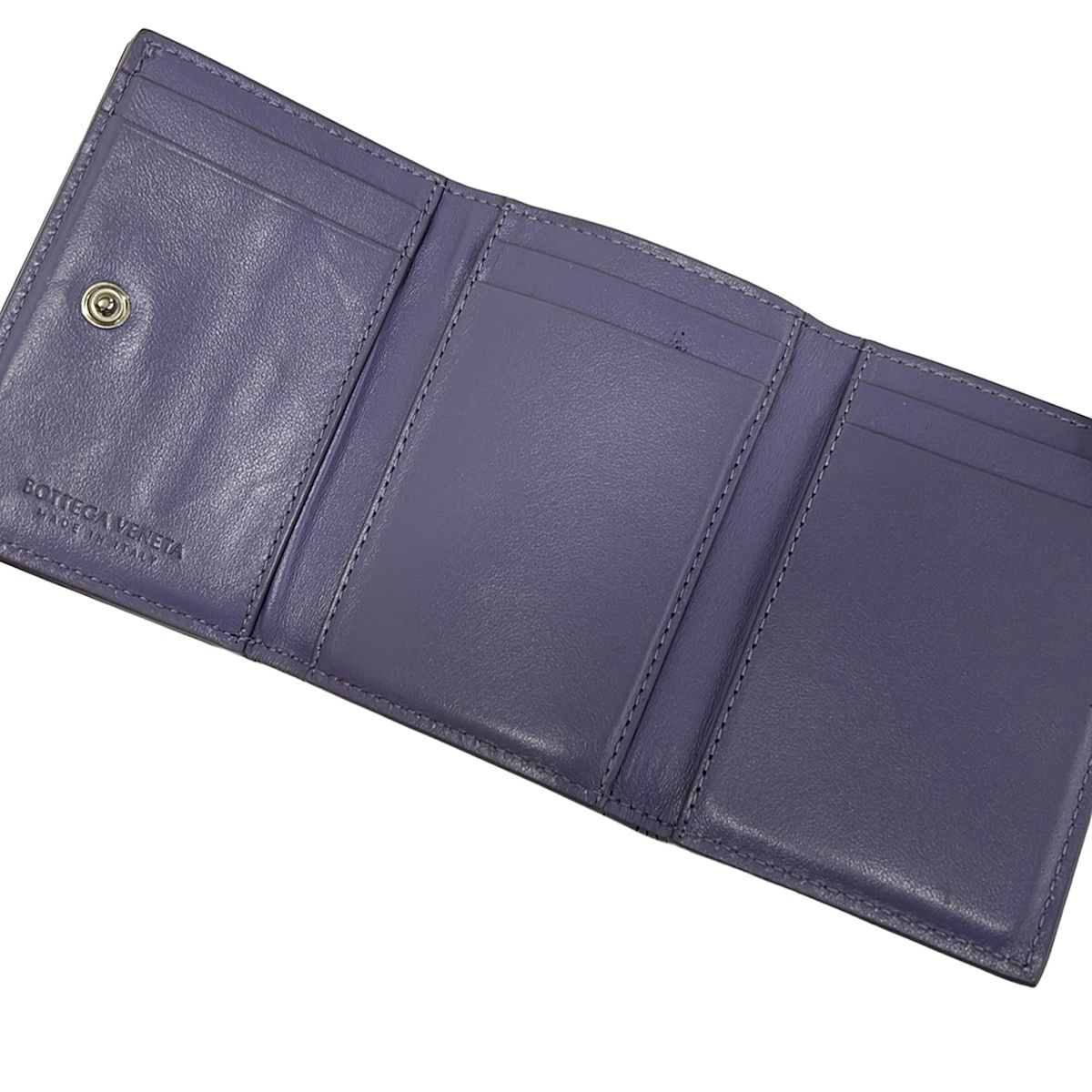 Bottega Veneta Trifold Wallet Maxi Intrecciato Purple Mini Leather — view 3