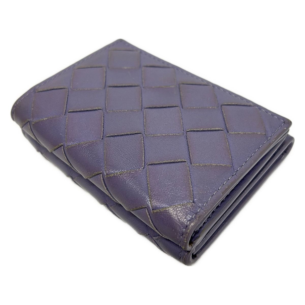 Bottega Veneta Trifold Wallet Maxi Intrecciato Purple Mini Leather — view 7