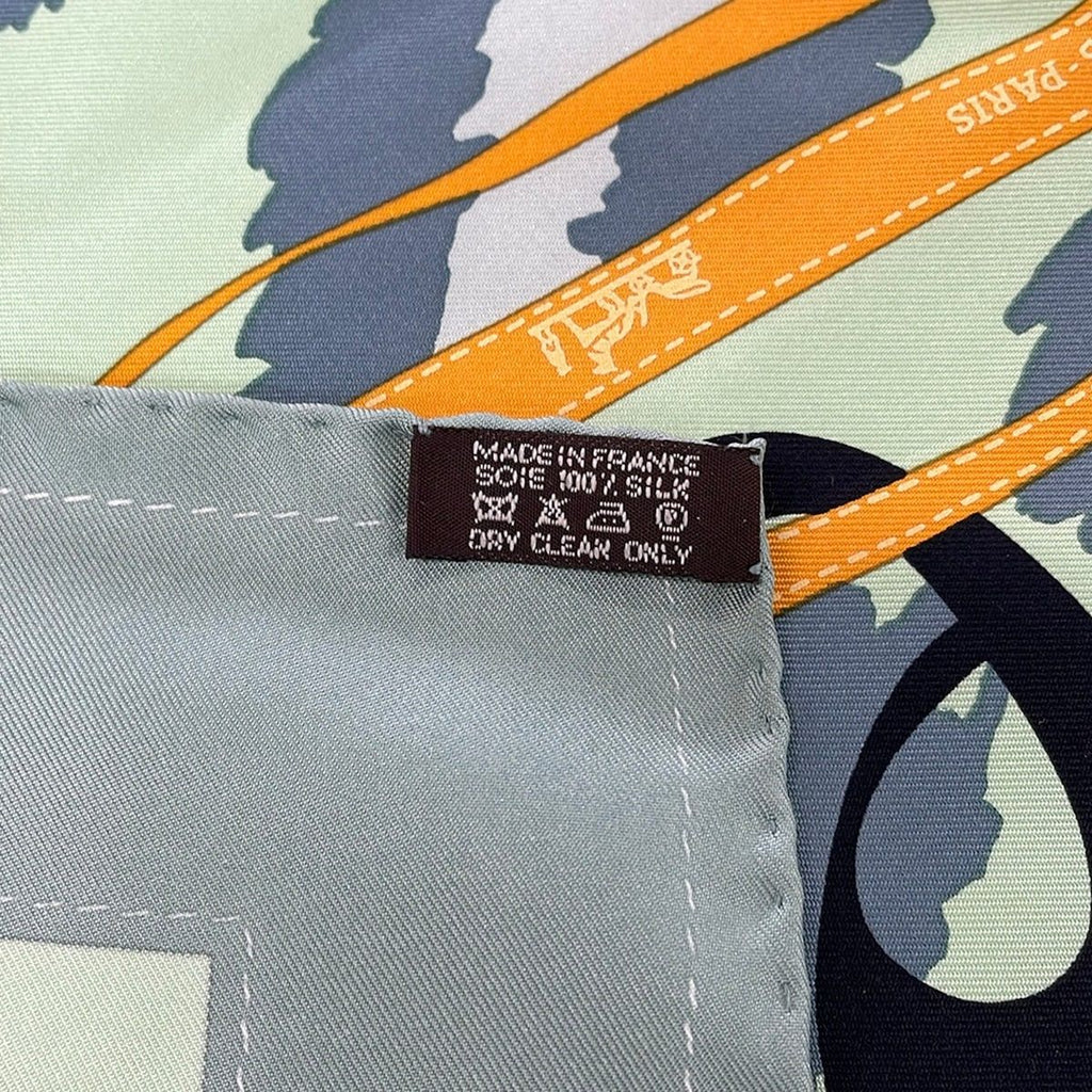 Hermes Scarf Carre 90 Light Green Black Multi Monsieur Et Madame & Silk — view 3